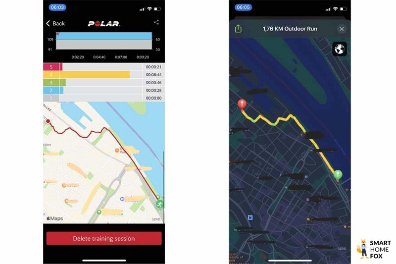 You can see the distance recorded on the Polar H10 chest strap and the Apple Watch 8.
